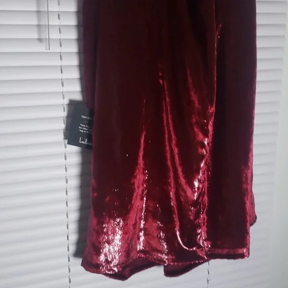 NWT Lulus L Stunning Ways Wine Red Velvet Sleeveless Mini Dress - Picture 13 of 15